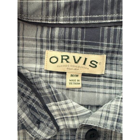 Orvis Shirt Mens Blue Plaid Short Sleeve Button Up Lightweight Medium - Picture 5 of 5